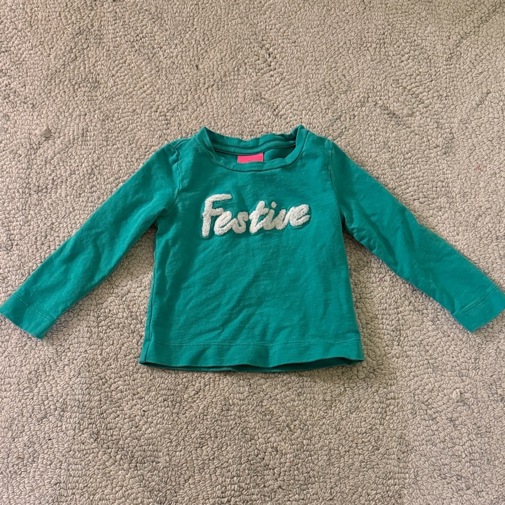 Lilly Pulitzer Girls “Festive” Green Long Sleeve Shirt